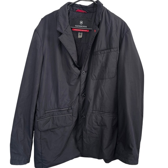 Victorinox Swiss Army Mens Black Nylon Travel Blazer Jacket Coat Size 46 56